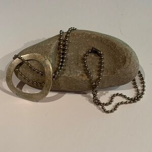 Silver Necklace with Brushed Oval Pendant